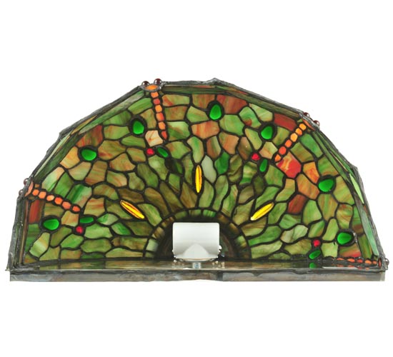 Meyda Lighting Tiffany Hanginghead Dragonfly 17" 2-Light Mahogany Bronze Wall Sconce With Multi-Colored Shade Glass