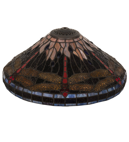 Meyda Lighting Tiffany Hanginghead Dragonfly 17" Multi-Colored Cone Shade Glass