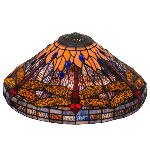 Meyda Lighting Tiffany Hanginghead Dragonfly 17" Multi-Colored Cone Shade Glass