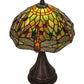 Meyda Lighting Tiffany Hanginghead Dragonfly 18" Mahogany Bronze Accent Table Lamp With Multi-Colored Shade Glass