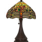 Meyda Lighting Tiffany Hanginghead Dragonfly 18" Mahogany Bronze Accent Table Lamp With Multi-Colored Shade Glass