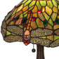 Meyda Lighting Tiffany Hanginghead Dragonfly 18" Mahogany Bronze Accent Table Lamp With Multi-Colored Shade Glass