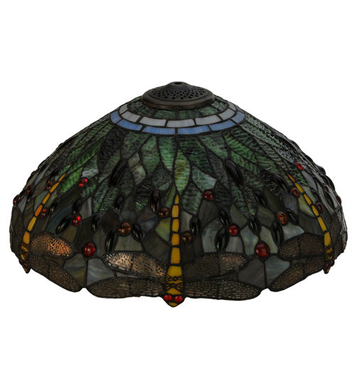 Meyda Lighting Tiffany Hanginghead Dragonfly 18" Multi-Colored Dragonfly Shade Glass