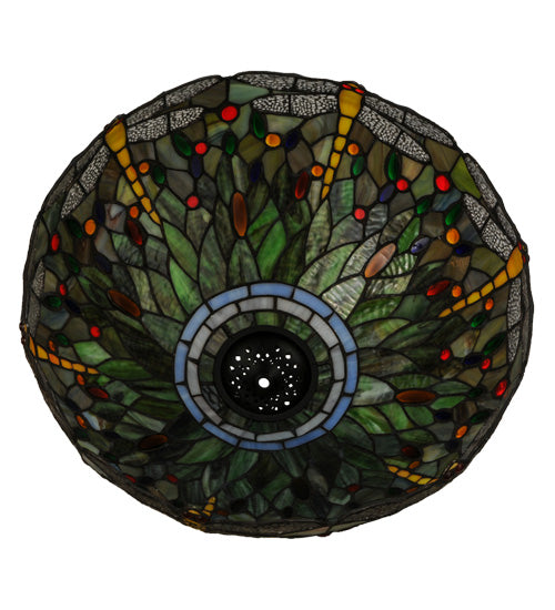 Meyda Lighting Tiffany Hanginghead Dragonfly 18" Multi-Colored Dragonfly Shade Glass