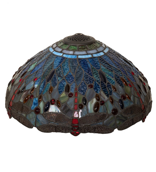 Meyda Lighting Tiffany Hanginghead Dragonfly 18" Multi-Colored Shade Glass