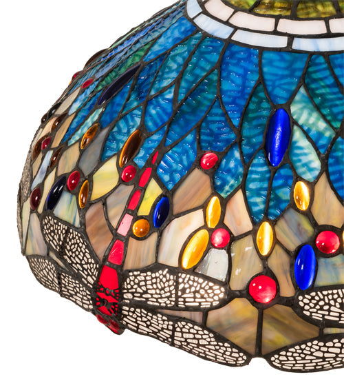 Meyda Lighting Tiffany Hanginghead Dragonfly 18" Multi-Colored Shade Glass