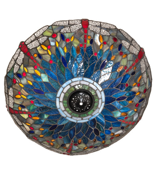 Meyda Lighting Tiffany Hanginghead Dragonfly 18" Multi-Colored Shade Glass