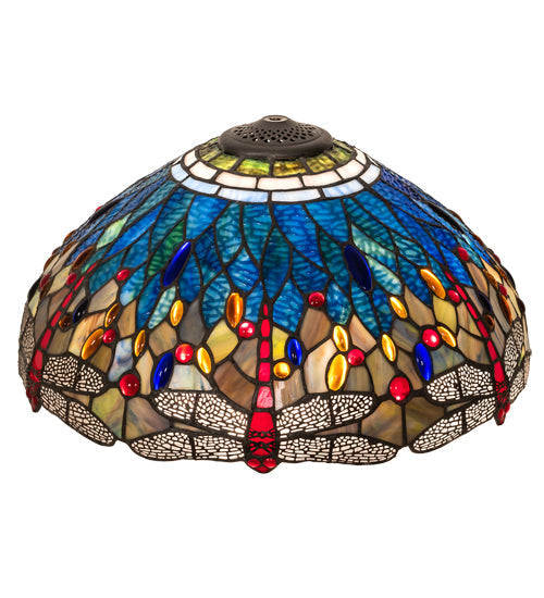 Meyda Lighting Tiffany Hanginghead Dragonfly 18" Multi-Colored Shade Glass