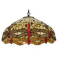 Meyda Lighting Tiffany Hanginghead Dragonfly 19006 22" 3-Light Mahogany Bronze Pendant Light With Multi-Colored Shade Glass