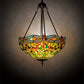 Meyda Lighting Tiffany Hanginghead Dragonfly 20" 3-Light Mahogany Bronze Inverted Pendant Light With Orange & Green Shade Glass
