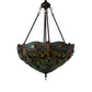 Meyda Lighting Tiffany Hanginghead Dragonfly 20" 3-Light Mahogany Bronze Inverted Pendant Light With Orange & Green Shade Glass