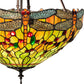 Meyda Lighting Tiffany Hanginghead Dragonfly 20" 3-Light Mahogany Bronze Inverted Pendant Light With Orange & Green Shade Glass