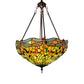 Meyda Lighting Tiffany Hanginghead Dragonfly 20" 3-Light Mahogany Bronze Inverted Pendant Light With Orange & Green Shade Glass