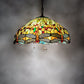 Meyda Lighting Tiffany Hanginghead Dragonfly 20" 3-Light Mahogany Bronze Pendant Light With Multi-Colored Shade Glass