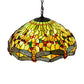 Meyda Lighting Tiffany Hanginghead Dragonfly 20" 3-Light Mahogany Bronze Pendant Light With Multi-Colored Shade Glass