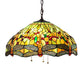 Meyda Lighting Tiffany Hanginghead Dragonfly 20" 3-Light Mahogany Bronze Pendant Light With Multi-Colored Shade Glass
