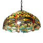 Meyda Lighting Tiffany Hanginghead Dragonfly 20" 3-Light Mahogany Bronze Pendant Light With Multi-Colored Shade Glass