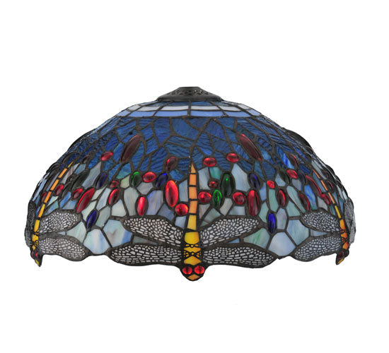 Meyda Lighting Tiffany Hanginghead Dragonfly 22" 2-Light Mahogany Bronze Table Lamp With Multi-Colored Shade Glass