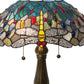 Meyda Lighting Tiffany Hanginghead Dragonfly 22" 2-Light Mahogany Bronze Table Lamp With Multi-Colored Shade Glass