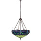 Meyda Lighting Tiffany Hanginghead Dragonfly 22" 3-Light Mahogany Bronze Inverted Pendant Light With Green & Blue Stained Shade Glass