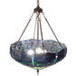 Meyda Lighting Tiffany Hanginghead Dragonfly 22" 3-Light Mahogany Bronze Inverted Pendant Light With Green & Blue Stained Shade Glass