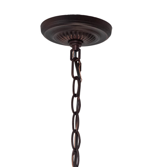 Meyda Lighting Tiffany Hanginghead Dragonfly 22" 3-Light Mahogany Bronze Inverted Pendant Light With Green & Blue Stained Shade Glass