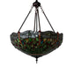 Meyda Lighting Tiffany Hanginghead Dragonfly 22" 3-Light Mahogany Bronze Inverted Pendant Light With Multi-Colored Shade Glass