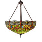 Meyda Lighting Tiffany Hanginghead Dragonfly 22" 3-Light Mahogany Bronze Inverted Pendant Light With Multi-Colored Shade Glass
