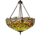 Meyda Lighting Tiffany Hanginghead Dragonfly 22" 3-Light Mahogany Bronze Inverted Pendant Light With Multi-Colored Shade Glass