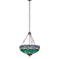 Meyda Lighting Tiffany Hanginghead Dragonfly 22" 3-Light Mahogany Bronze Inverted Pendant Light With Multi-Colored Stained Shade Glass