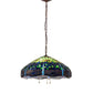 Meyda Lighting Tiffany Hanginghead Dragonfly 22" 3-Light Mahogany Bronze Pendant Light With Green & Blue Stained Shade Glass