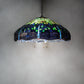 Meyda Lighting Tiffany Hanginghead Dragonfly 22" 3-Light Mahogany Bronze Pendant Light With Green & Blue Stained Shade Glass