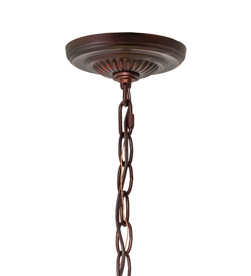 Meyda Lighting Tiffany Hanginghead Dragonfly 22" 3-Light Mahogany Bronze Pendant Light With Green & Blue Stained Shade Glass