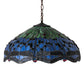 Meyda Lighting Tiffany Hanginghead Dragonfly 22" 3-Light Mahogany Bronze Pendant Light With Multi-Colored Stained Shade Glass