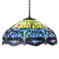 Meyda Lighting Tiffany Hanginghead Dragonfly 22" 3-Light Mahogany Bronze Pendant Light With Multi-Colored Stained Shade Glass