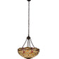 Meyda Lighting Tiffany Hanginghead Dragonfly 22" 4-Light Mahogany Bronze Inverted Pendant Light With Red & Beige Shade Glass