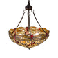 Meyda Lighting Tiffany Hanginghead Dragonfly 22" 4-Light Mahogany Bronze Inverted Pendant Light With Red & Beige Shade Glass