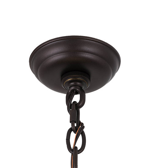 Meyda Lighting Tiffany Hanginghead Dragonfly 22" 4-Light Mahogany Bronze Inverted Pendant Light With Red & Beige Shade Glass