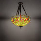 Meyda Lighting Tiffany Hanginghead Dragonfly 22" 4-Light Mahogany Bronze Semi-flush Mount Light With Multi-Colored Shade Glass