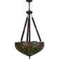 Meyda Lighting Tiffany Hanginghead Dragonfly 22" 5-Light Mahogany Bronze Inverted Pendant Light With Multi-Colored Shade Glass