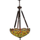 Meyda Lighting Tiffany Hanginghead Dragonfly 22" 5-Light Mahogany Bronze Inverted Pendant Light With Multi-Colored Shade Glass