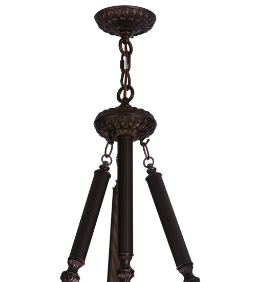 Meyda Lighting Tiffany Hanginghead Dragonfly 22" 5-Light Mahogany Bronze Inverted Pendant Light With Multi-Colored Shade Glass