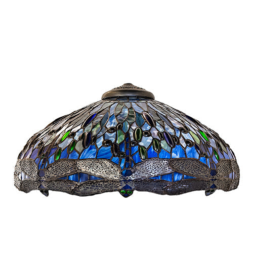 Meyda Lighting Tiffany Hanginghead Dragonfly 22" Mahogany Bronze Frame With Multi-Colored Stained Shade Glass