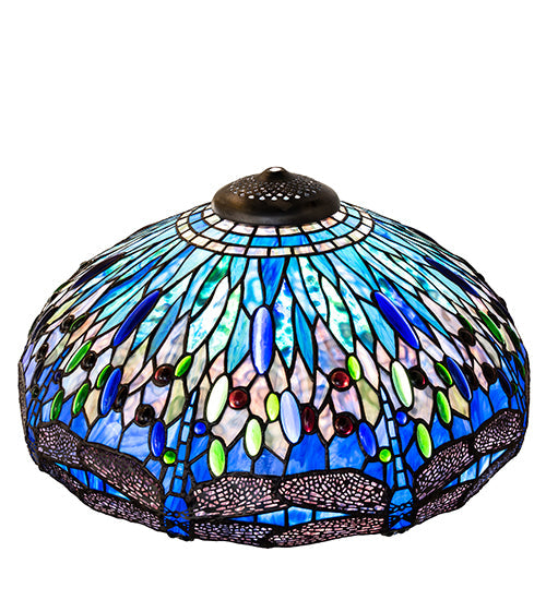 Meyda Lighting Tiffany Hanginghead Dragonfly 22" Mahogany Bronze Frame With Multi-Colored Stained Shade Glass