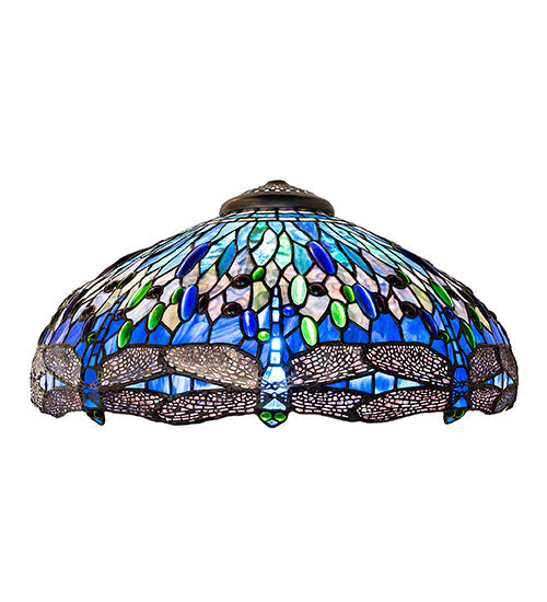 Meyda Lighting Tiffany Hanginghead Dragonfly 22" Mahogany Bronze Frame With Multi-Colored Stained Shade Glass