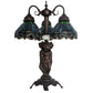 Meyda Lighting Tiffany Hanginghead Dragonfly 23" 3-Light Mahogany Bronze Table Lamp With Multi-Colored Shade Glass