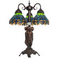 Meyda Lighting Tiffany Hanginghead Dragonfly 23" 3-Light Mahogany Bronze Table Lamp With Multi-Colored Shade Glass