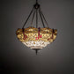 Meyda Lighting Tiffany Hanginghead Dragonfly 231114 22" 3-Light Mahogany Bronze Inverted Pendant Light With Multi-Colored Shade Glass