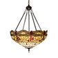 Meyda Lighting Tiffany Hanginghead Dragonfly 231114 22" 3-Light Mahogany Bronze Inverted Pendant Light With Multi-Colored Shade Glass