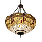 Meyda Lighting Tiffany Hanginghead Dragonfly 231114 22" 3-Light Mahogany Bronze Inverted Pendant Light With Multi-Colored Shade Glass
